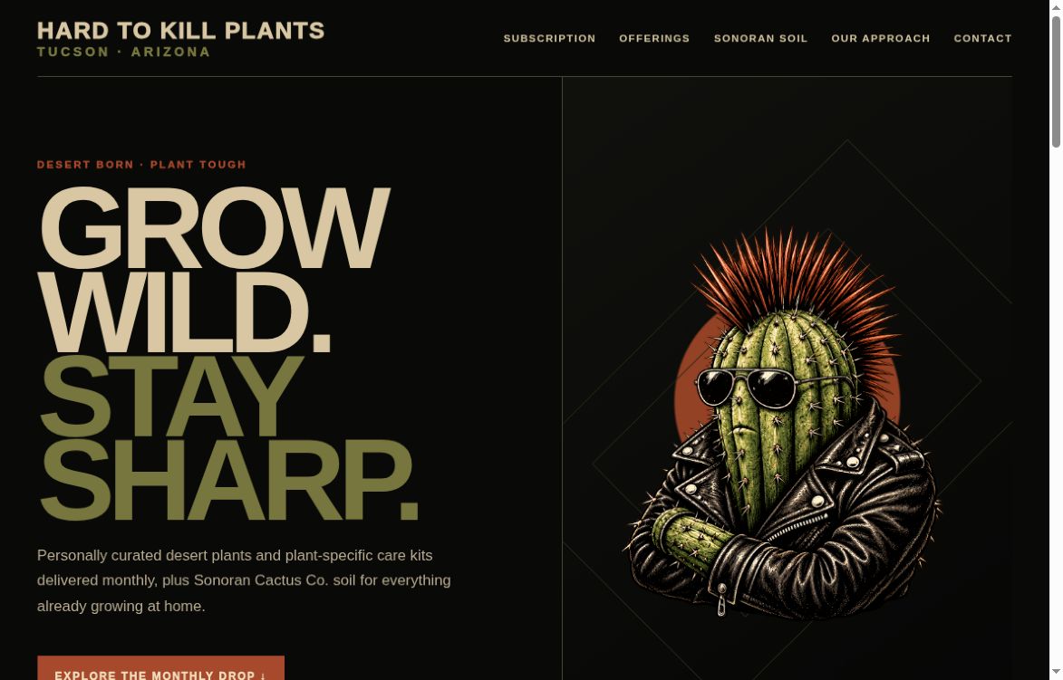Hard to Kill Plants website homepage