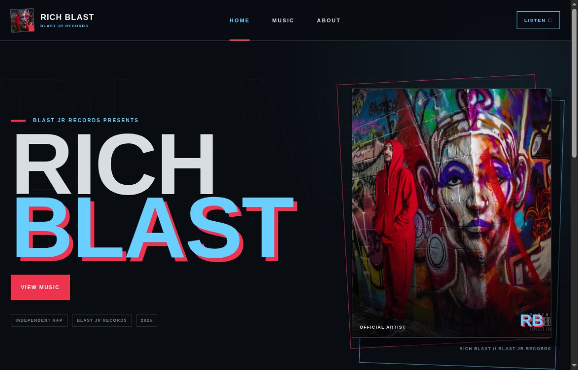 Rich Blast official artist website homepage