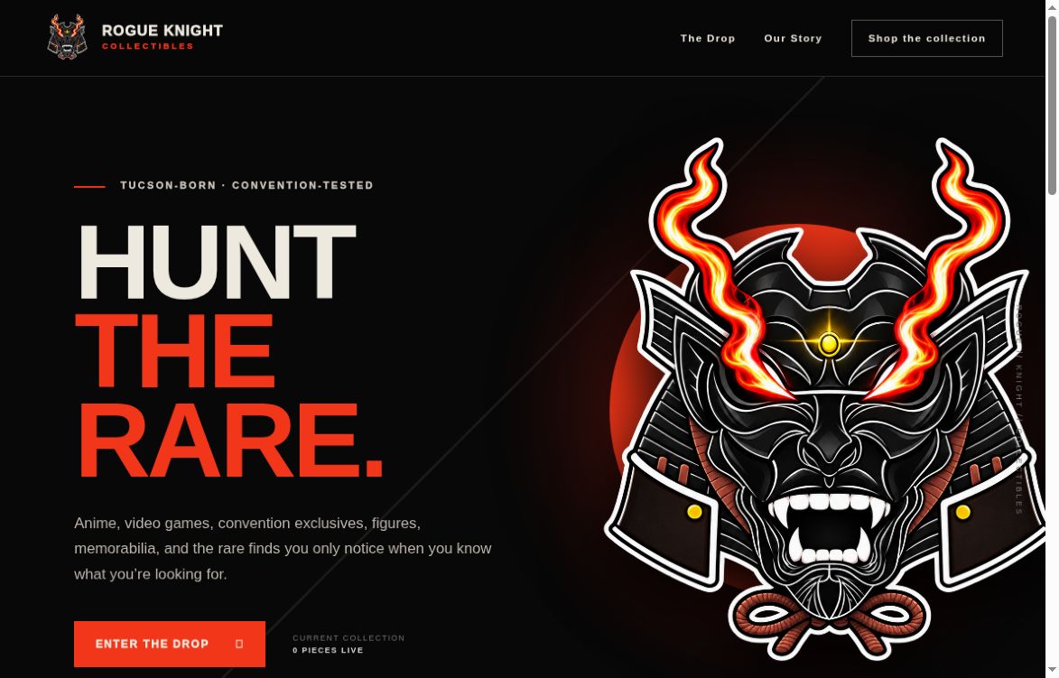 Rogue Knight Collectables website homepage